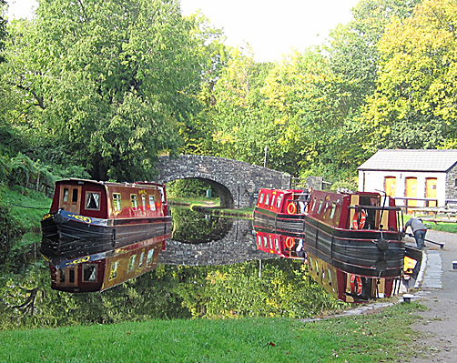 Red boats on Brecon & Monmouth Canal
