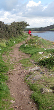Cyclists crossing the Gan near Dale