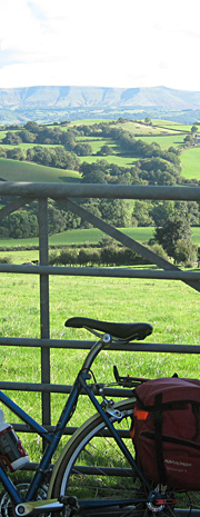 Mid Wales landscape with bicycle