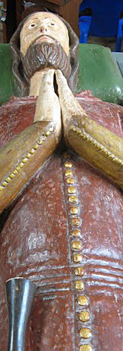 Carvings of a knight in Much Marcle church