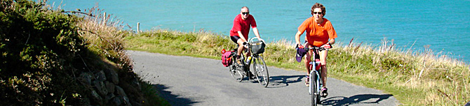 Cyclists cycling in Pembrokeshire