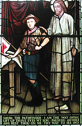 Scout window in Roche church, Pembrokshire