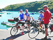 Cyclists at Solva harbour, Pembrokeshire